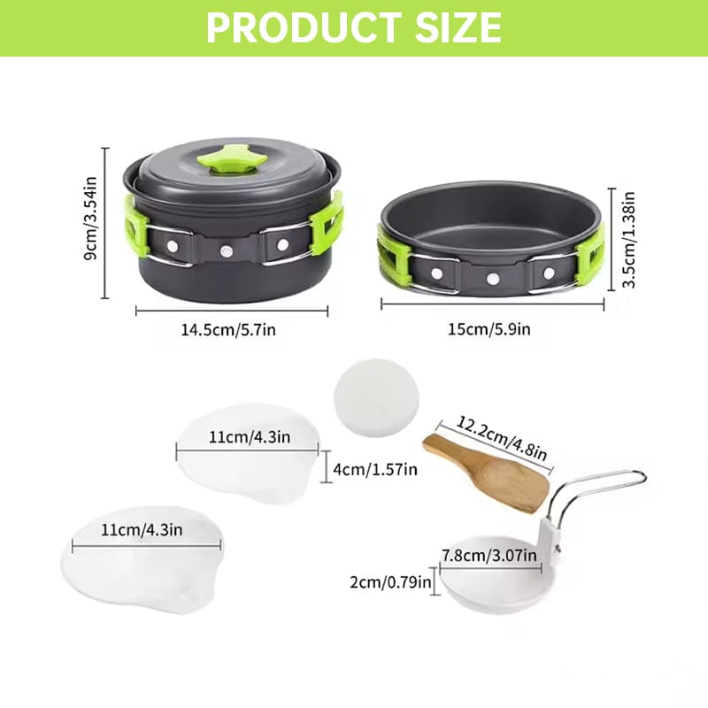 Backpacking Camping Cookware Set, Portable Outdoor Cooking Kit with Tableware, Durable & Lightweight, Foldable Storage Bag