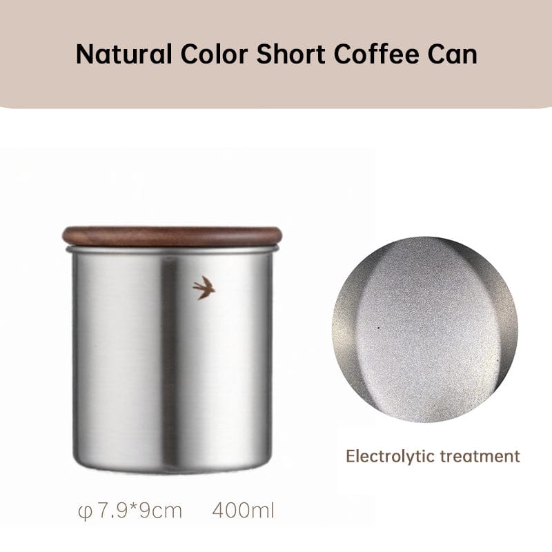 New Stainless Steel Matcha Tea Canister 380ml 560ml with Wood Lid – Sugar Caramel Storage Jar