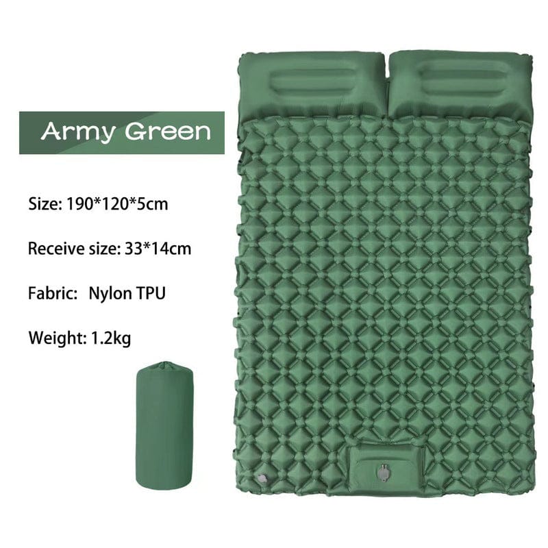 Ultralight Inflatable Sleeping Pad with Pillow - 1-2 Person Camping Mattress