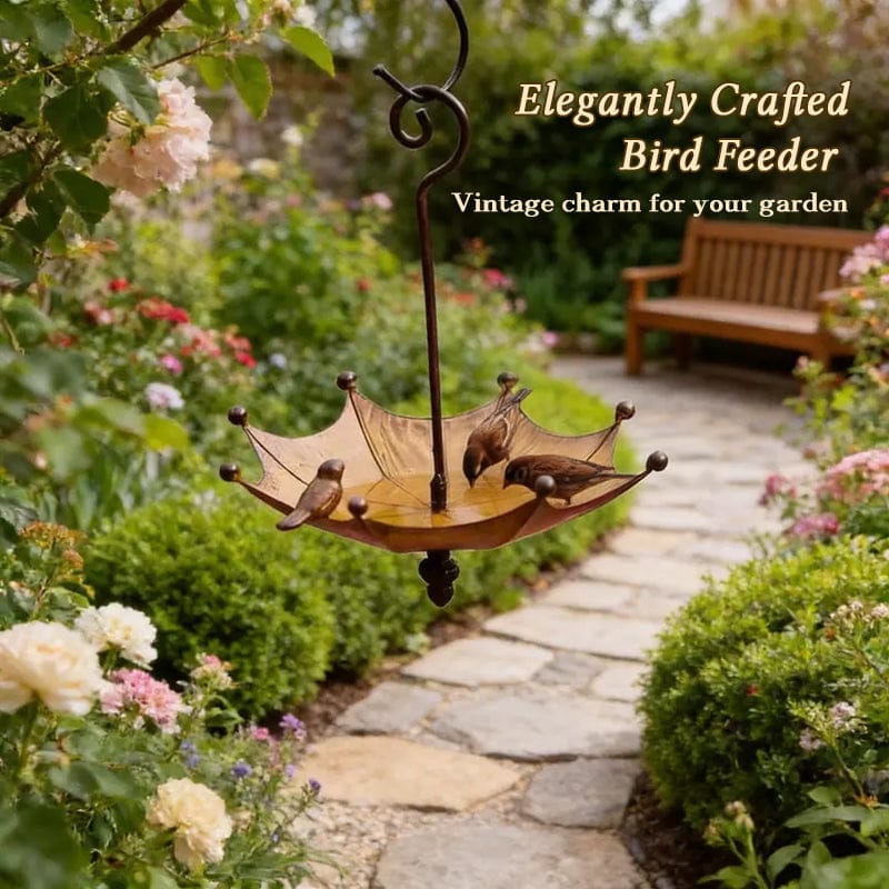 Umbrella Hanging Bird Feeder - Outdoor Iron Tray for Hummingbirds & Wild Birds (Garden & Yard)